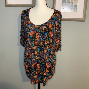 Colorful crisscross sleeve top
